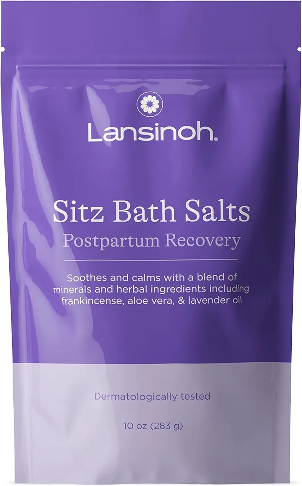 Lansinoh Sitz Bath Salts Postpartum Essentials, Epsom Salts With Soothing and Calming Ingredients Including Lavender Oil, Frankincense and Aloe Vera, 10 Ounce