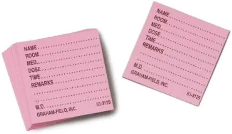 Grafco Medicine Dispenser Tray Cards, 1 1/2" x 1 3/4" Pink Pill Card, Pack of 500, 3129 P