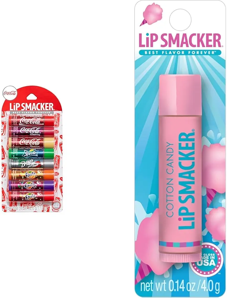 Lip Smacker Coca-Cola 8 Flavored Balms & Cotton Candy Lip Balm Bundle