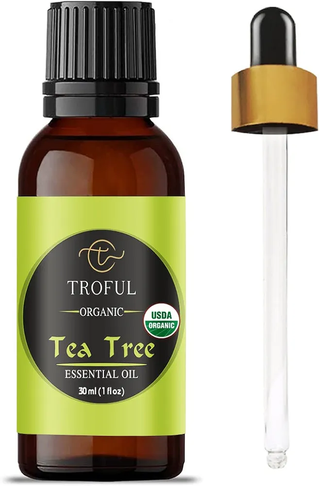 Organic Tea Tree Essential Oil,30 ml - Australian Organic,100% Pure and Natural Aromatherapy Oil for Face, Hair, Acne, Scalp, Foot, Skin, Nails, Home Diffuser