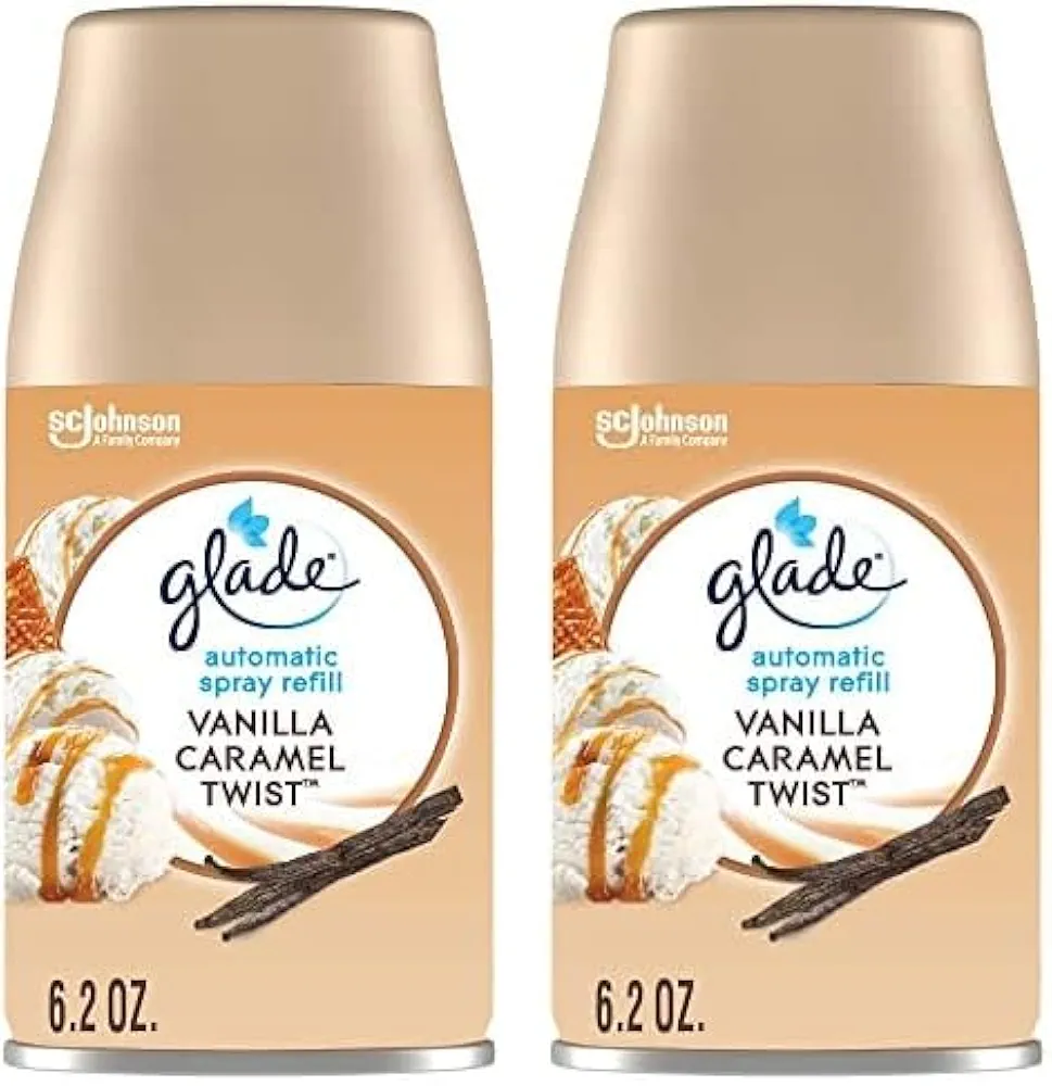 Glade Automatic Spray Refill, Air Freshener for Home and Bathroom, Vanilla Caramel Twist, 6.2 Oz (Pack of 2)