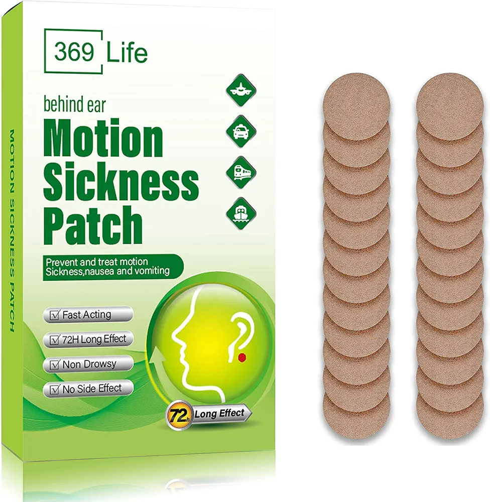 Motion Sickness Patches for Car and Boat Rides, Ships, Cruise and Airplane & Other Forms of Transport - Travel Essentials, for Adults and Kids (24 Count)