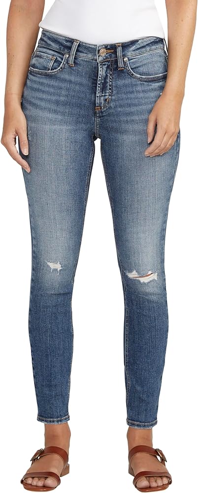 Silver Jeans Co. Women's Suki Mid Rise Curvy Fit Skinny Jeans