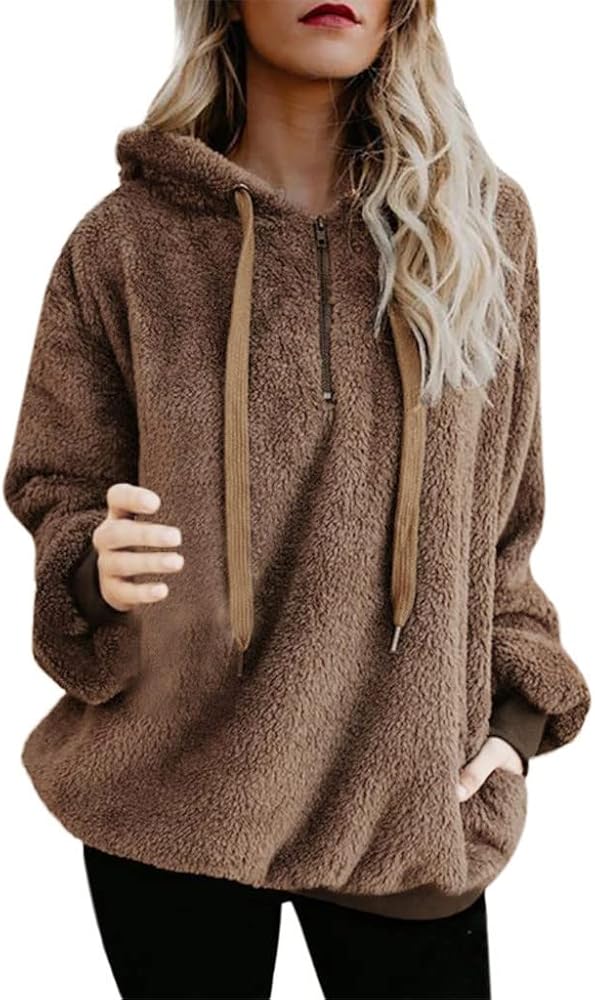 ADJHDFH Sweatshirt For Women Zippered Sweatshirts For Women White Hoodie Women Women Fuzzy Hoodie Womens Fall Fashion Tops cute things under 5 dollars stuff for five dollars and under,Brown-1,M