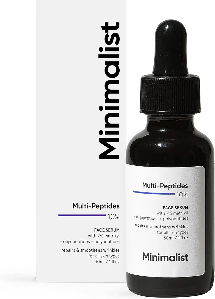 Minimalist Multi Peptide Night Face Serum for Anti Aging with Collagen Boosting | Reduces Wrinkles | Hydrating Serum With 7% Matrixyl 3000 & 3% Bio-Placenta | For Women & Men | 1 Fl Oz / 30 ml