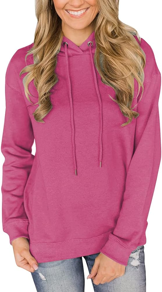 Vivitulip Women's Casual Hoodies Solid Lightweight Long Sleeve Pullover Tops Loose Sweatshirts