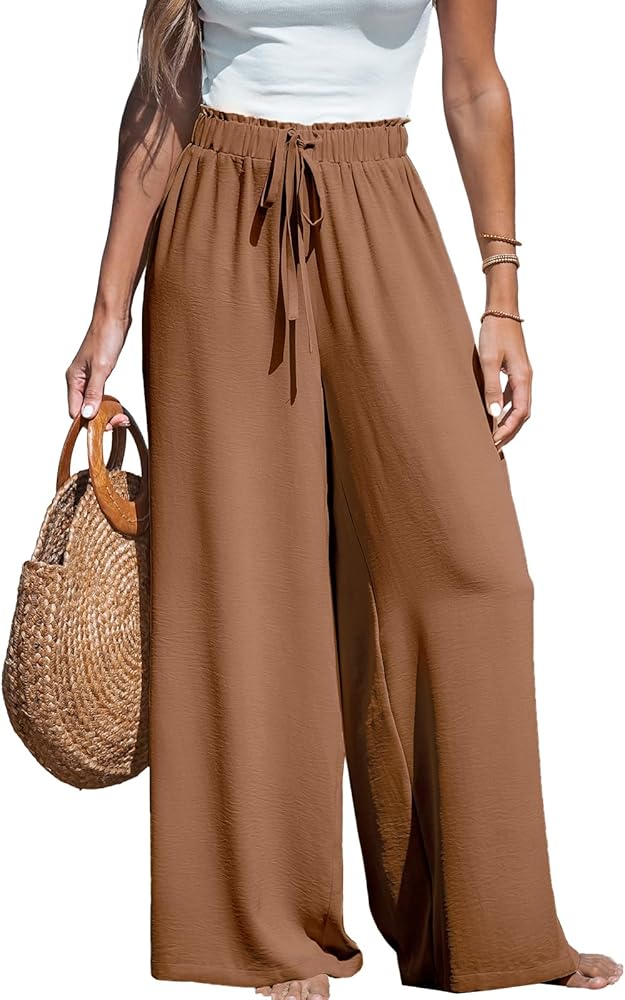 CUPSHE Women Summer Textured Drawstring Wide Leg Pants Long Shorts Casual