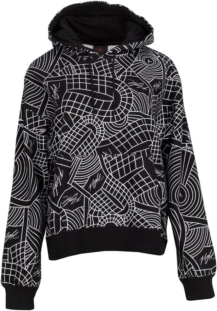 Brooklyn Women's Fleece Allover Print Sweatshirt Hoodie Size Small to Large Color Black and White