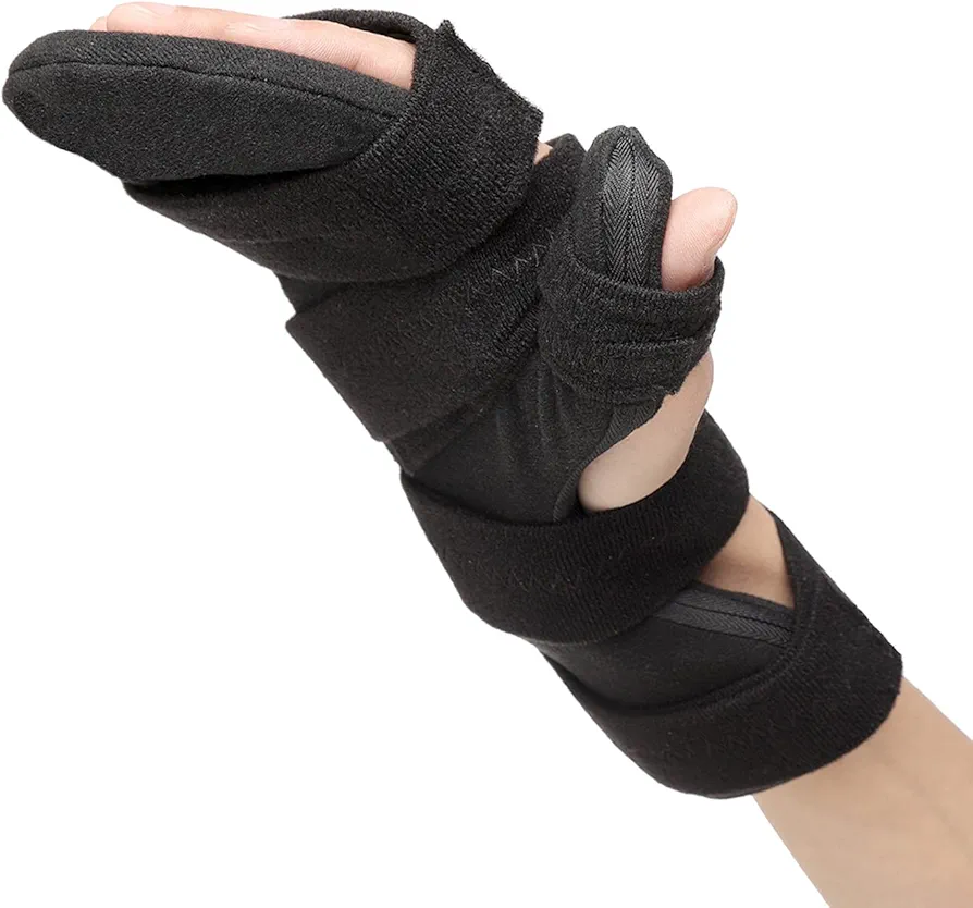 Resting Hand Brace, Soft Stroke Hand Splint Night Support for Finger Contractures, Hand Immobilizer for Carpel Tunnel Wrist Pain, Muscle Atrophy, Arthritis, Tendonitis, Metacarpal Breaks