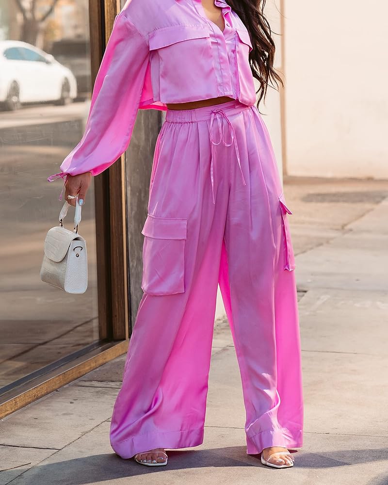 The Drop Women's Cyclamen Cargo Style Wide Leg Pants by @yvetteg23