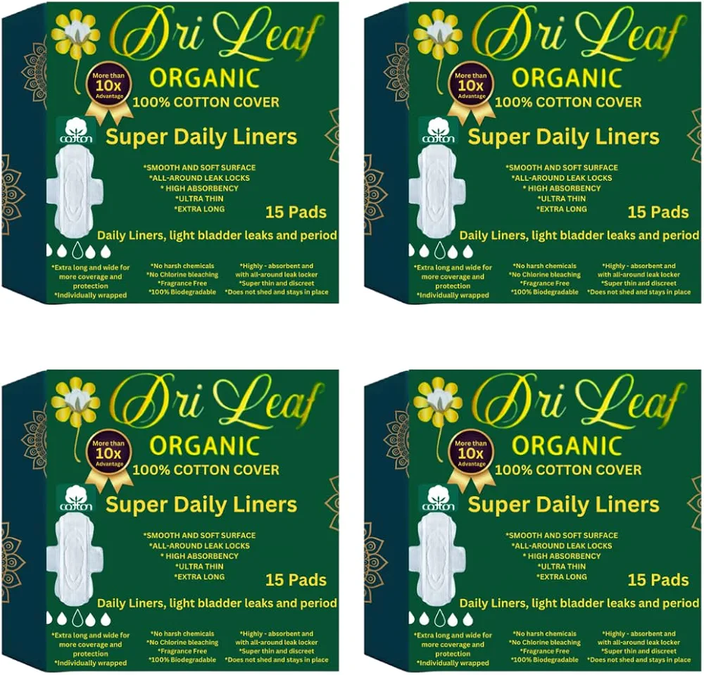 Panty Liners Extra Long - 9.6in X 3.1in - 3pk (45pads) Organic Panty Liners - Incontinence Panty Liners with Wings - Cotton Panty Liners for Women - Light Days Panty Liners for Women (45)