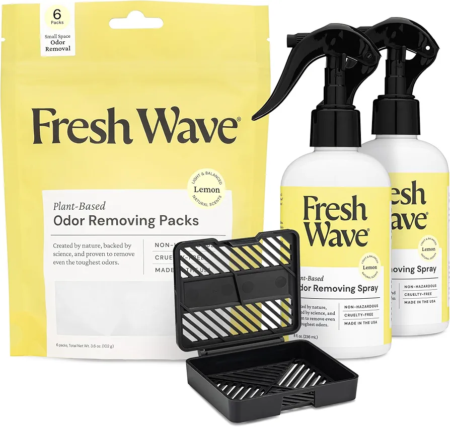 Fresh Wave Lemon Odor Removing Packs and Sprays Bundle: (2) 8 fl. oz. Sprays, (1) 6ct Packs and Pod Combo