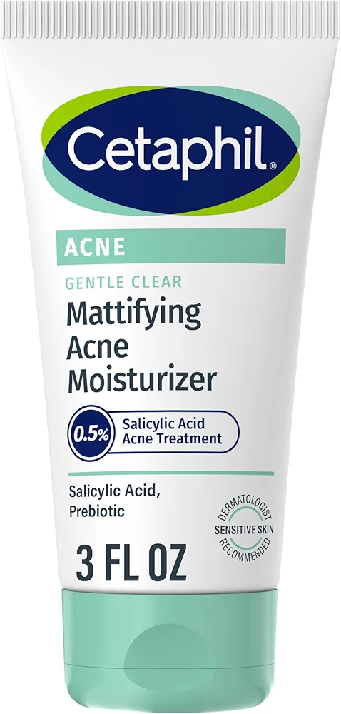 Cetaphil Face Moisturizer, Gentle Clear Mattifying Acne Moisturizer With 0.5% Salicylic Acid, Hydrates and Treats Sensitive Acne Prone Skin, Skin Care for Sensitive Skin, 3oz (Packaging May Vary)