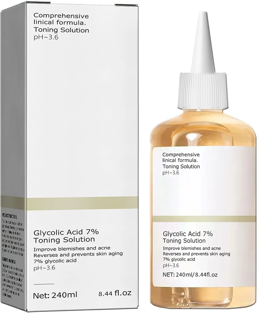 Glycolic Acid 7% Exfoliating Toner,Glycolic Acid 7% Toner,Glycolic Acid Toning Solution for Diminished Dullness and Fine Lines, Reduces Skin Blemishes, Rejuvenate Your Skin(8fl.oz)