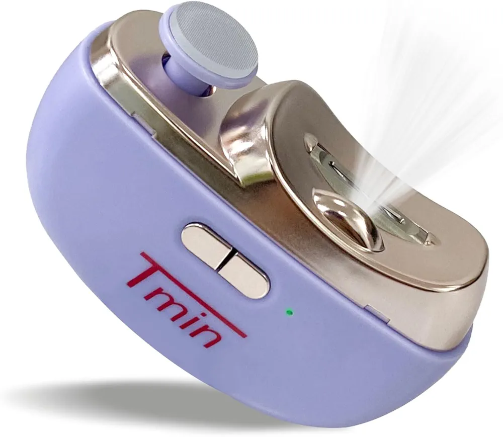 Electric Nail Clipper with Light & 2 Speeds, Nail Polisher 2 in 1 Design, Nail Clip Storage, USB Rechargeable Safety Electric Nail Trimmer Suitable for Babies,Kids, Adults and Seniors - Purple