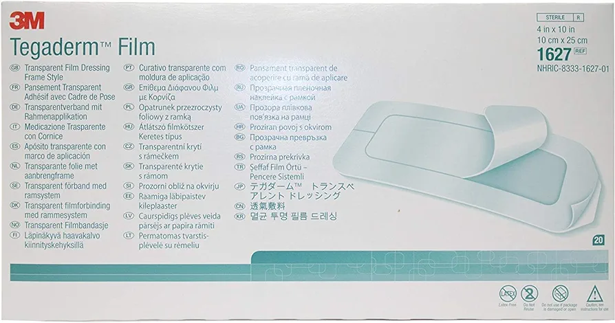 7772038 Pt# 1627 Dressing Tegaderm Sacral 4X10" Film Transparent Adh Adhr 20/Bx Made by 3M Medical Products