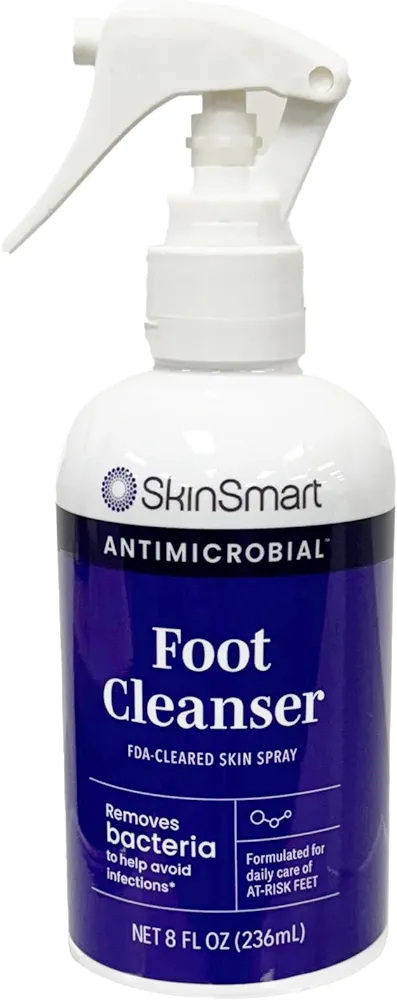 SkinSmart Daily Foot Cleanser for At-Risk Feet, Removes Bacteria to Help Avoid Infections, 8 ounce Spray