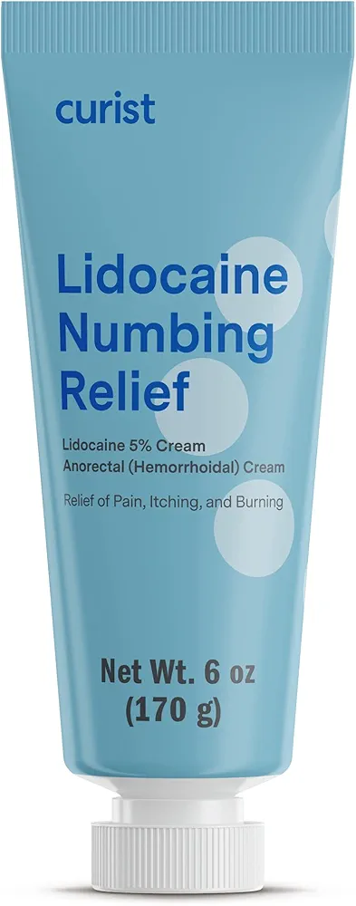 Curist 5% Lidocaine Cream Maximum Strength Topical Pain Relief - 6 oz (170 g) XL Tube 5 Percent Lidocaine Numbing Cream - Strong Lidocaine 5% Cream to Numb Effectively