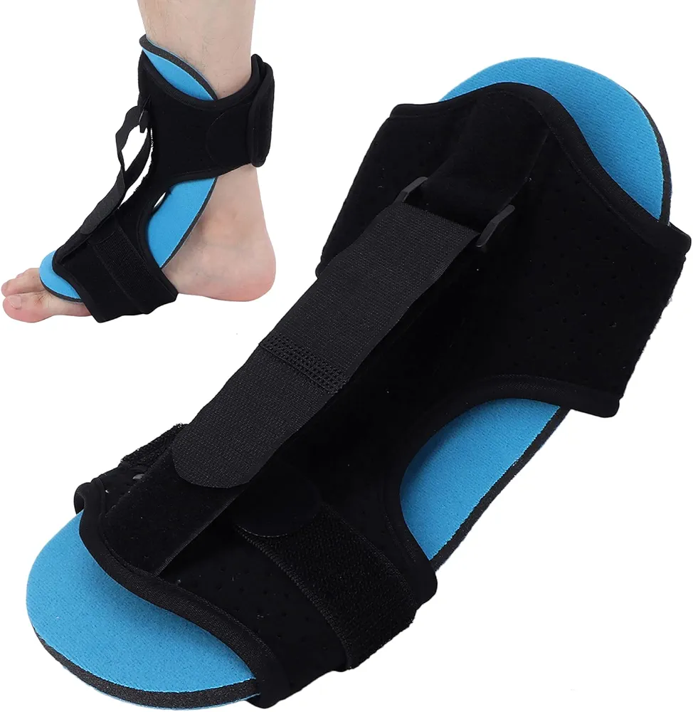 Plantar Fasciitis Support Foot Drop Orthotic Brace Women Men Adjustable Night Splint for Plantar Fasciitis, Arch Foot Pain (Blue)