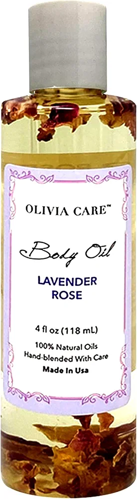 Olivia Care Body Oil Lavender Rose Vegan & Natural Perfume Oil For Women | Hydrating After Bath Oil- Infused with VITAMIN E, K & Omega Fatty Acids - Reduce Dry Skin, Anti-Aging (Lavender Rose)