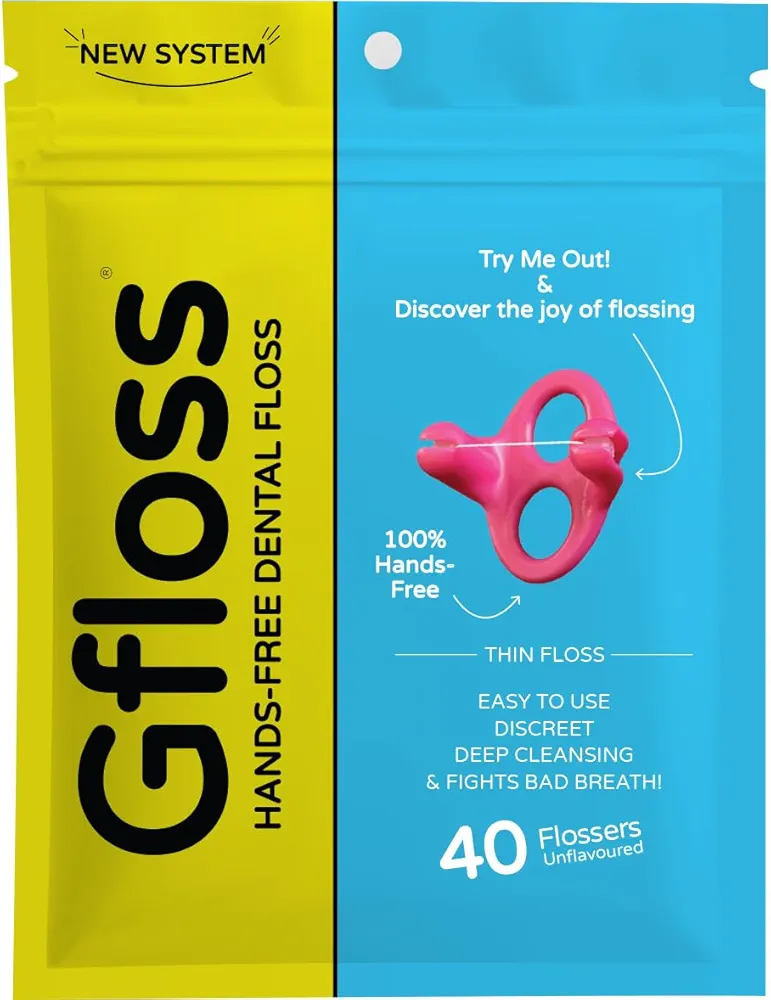 Hands-Free Dental Floss - 40 Count - Easy to Use & Discreet Flossers for Adults | Floss On The Go | Unflavored | Thin Soft Floss | Unwaxed | PFAS Free