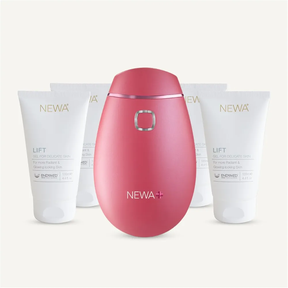 NEWA RF Wrinkle Reduction Device (Wireless) - Skincare tool for facial tightening. Boosts collagen, reduces wrinkles. with 6 months gel supply.