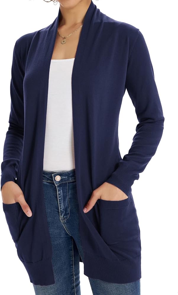 GRACE KARIN Women Lightweight Cardigan Sweaters with Pocket Long Sleeve Shrugs