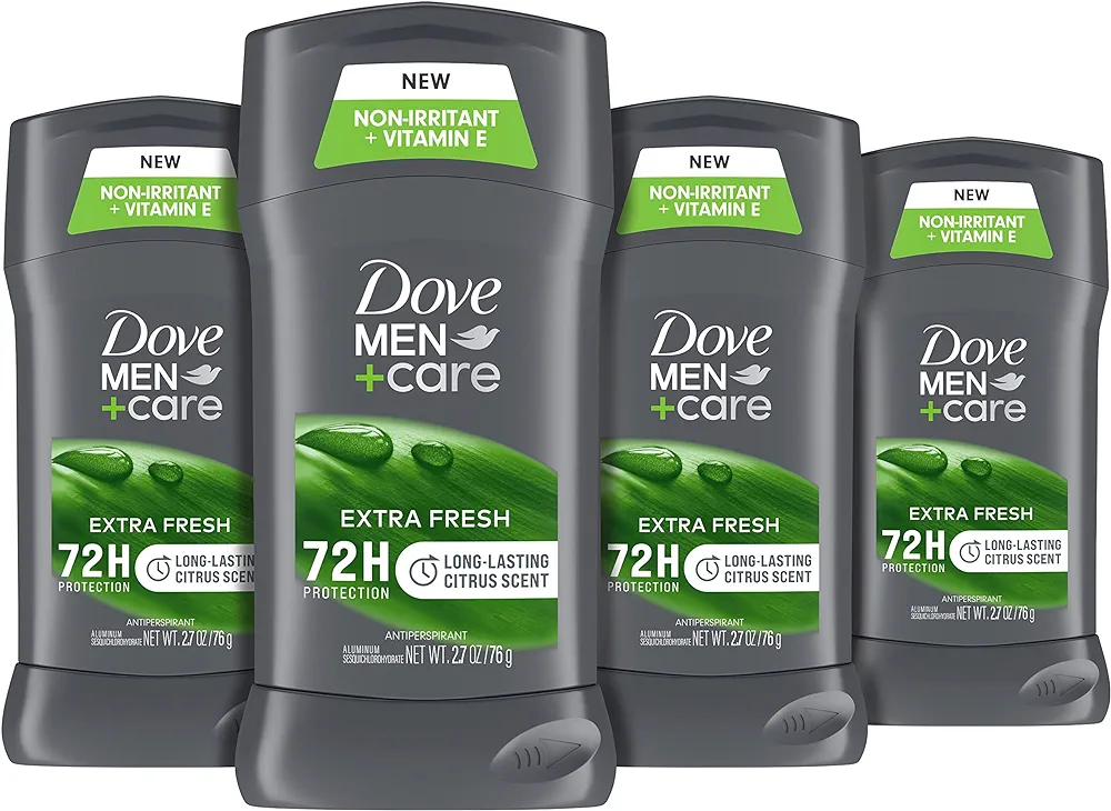 Dove Men + Care Antiperspirant Deodorant, 72hr Sweat & Odor Protection, Vitamin E, Triple Moisturizer, 4 Pack