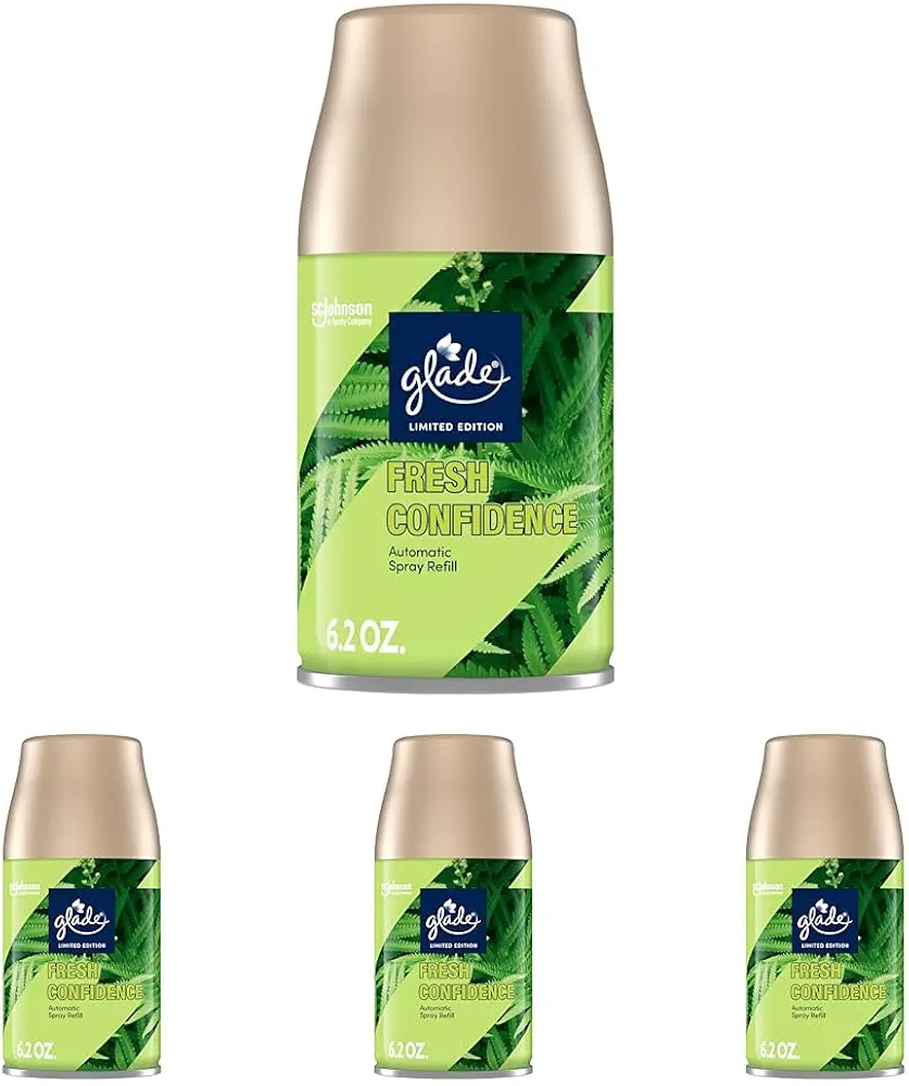 Glade Automatic Spray Refill, Air Freshener for Home and Bathroom, Fresh Confidence, 6.2 Oz (Pack of 4)