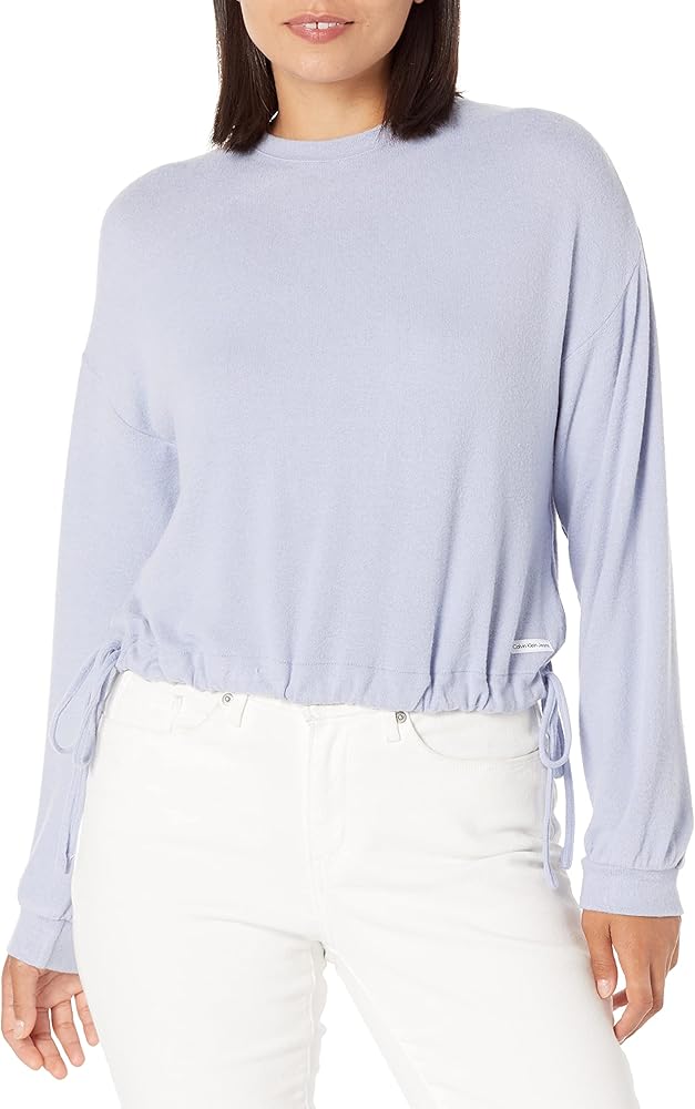 Calvin Klein Women's Long Sleeve Cinched Him Knits Crew Pullover