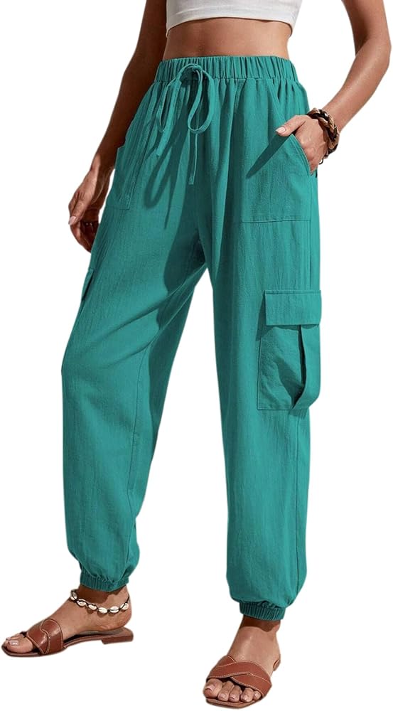 GUOLEZEEV High Waisted Jogger Pants Loose Hiking Joggers for Women Casual Lightweight Tapered Cargo Pants with Pockets