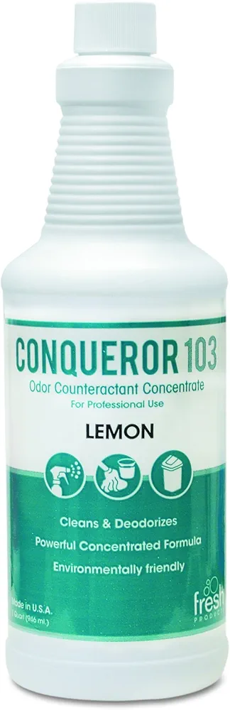 Fresh Products 1232WBLECT Conqueror 103 Odor Counteractant Concentrate, Lemon, 32oz Bottle (Case of 12)