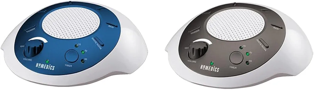 Homedics White Noise Sound Machines, Blue and Gold, Portable with 6 Nature Sounds, Auto-Off Timer