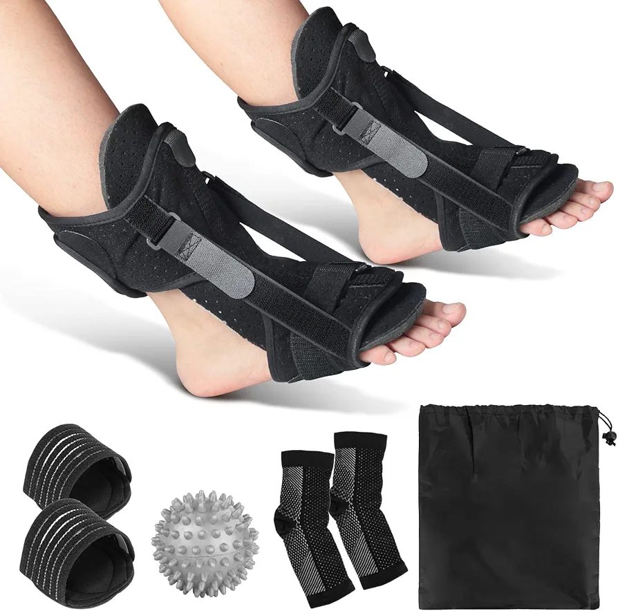 Plantar Fasciitis Night Splint,2 Pack Night Splint Adjustable Elastic Dorsal for Women,Plantar Fasciitis Relief Brace Achilles Tendonitis