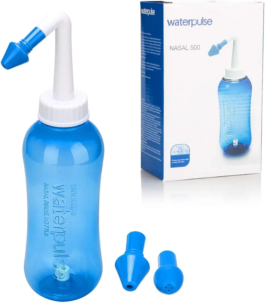 500ml Sinus Rinse and Nasal Irrigation, Nose Care Perfect for Cleaning Your Sinuses Nose Allergies, Colds, and General Hygiene for Adult & Kid BPA Free Nasal Wash Bottle Soothing Wash(Blue)