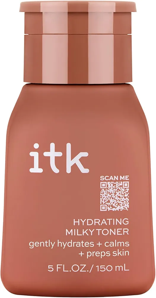 ITK Hydrating Milky Face Toner - Tone + Prep Skin with Hyaluronic Acid + Squalane - Calm + Nourish Skin - Reduces Redness Appearance - Hydrate + Soothe Skin, 5 fl. oz