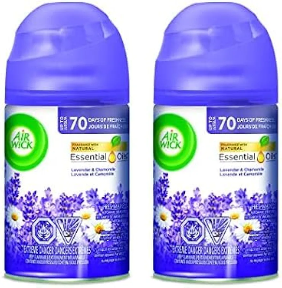 Air Wick Pure Freshmatic Refill Automatic Spray, Lavender & Chamomile, 1ct, Air Freshener, Essential Oil, Odor Neutralization, Packaging May Vary, Clear, 5.89 Ounce (6233877961) (Pack of 2)