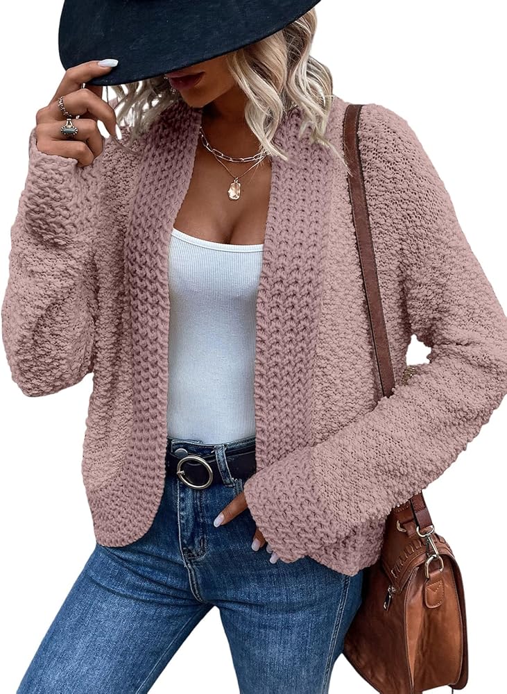 Sidefeel Women's Cardigans Sweaters Casual Long Sleeve Open Front Chunky Knit Coats 2024 Fall Fashion