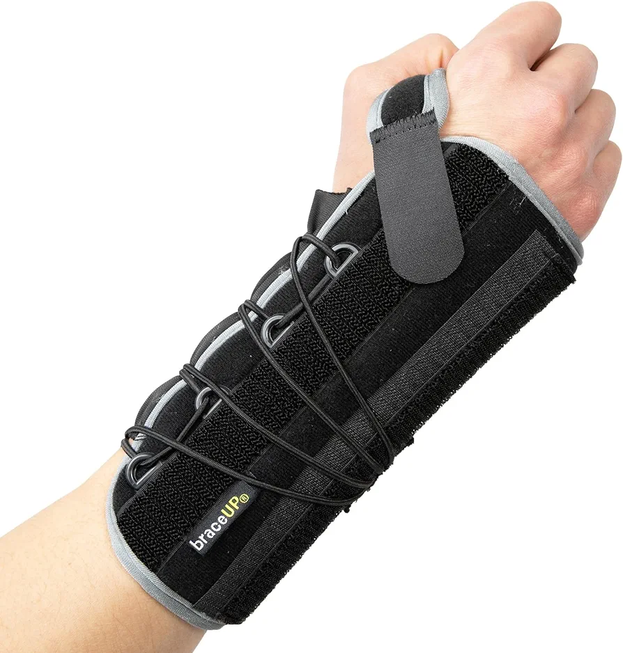 BraceUP Quick Wrap Wrist Brace for Carpal Tunnel, Tendonitis, and Arthritis – Hand and Wrist Support Splint (Right Hand)