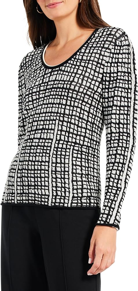 NIC+ZOE Women's Checked Off Sweater