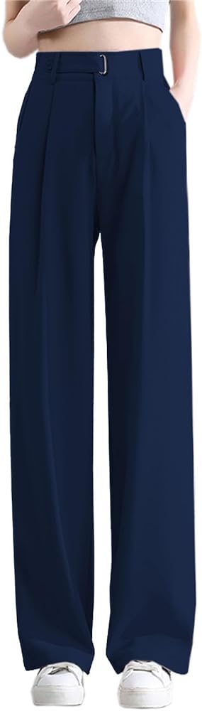 Betusline Women's Wide Leg Long Dress Pants High Waisted Business Casual Straight Office Trousers.X-Small-XX-Large