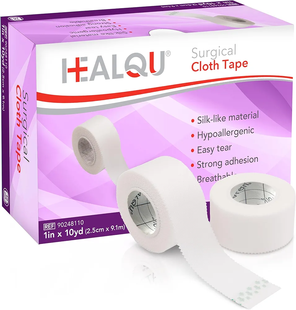 Silk Like Medical Tape - Durable Cloth Medical Tape - 1 in x 10yd, 12 Rolls - Surgical Tape Woven for Strongly Holding Large Dressings, Securing Splints, and Ideal for Long-Term Care