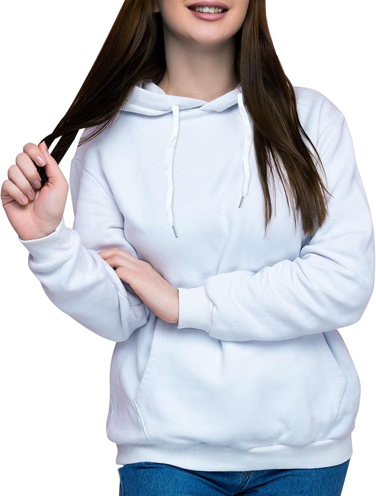 Womens Oversized Hoodie 100 Polyester White Hoodie for Sublimation Fall Long Sleeve Sweatshirts Women