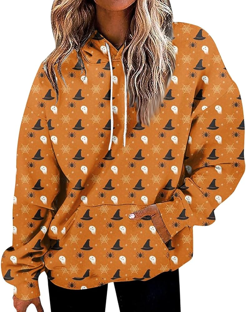 Plus Size Womens Hoodies Women's Fashion Loose Casual Daily Long Sleeve Halloween Print Top