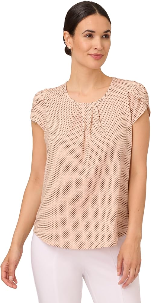 Adrianna Papell Women's Printed Petal Sleeve Knit Top