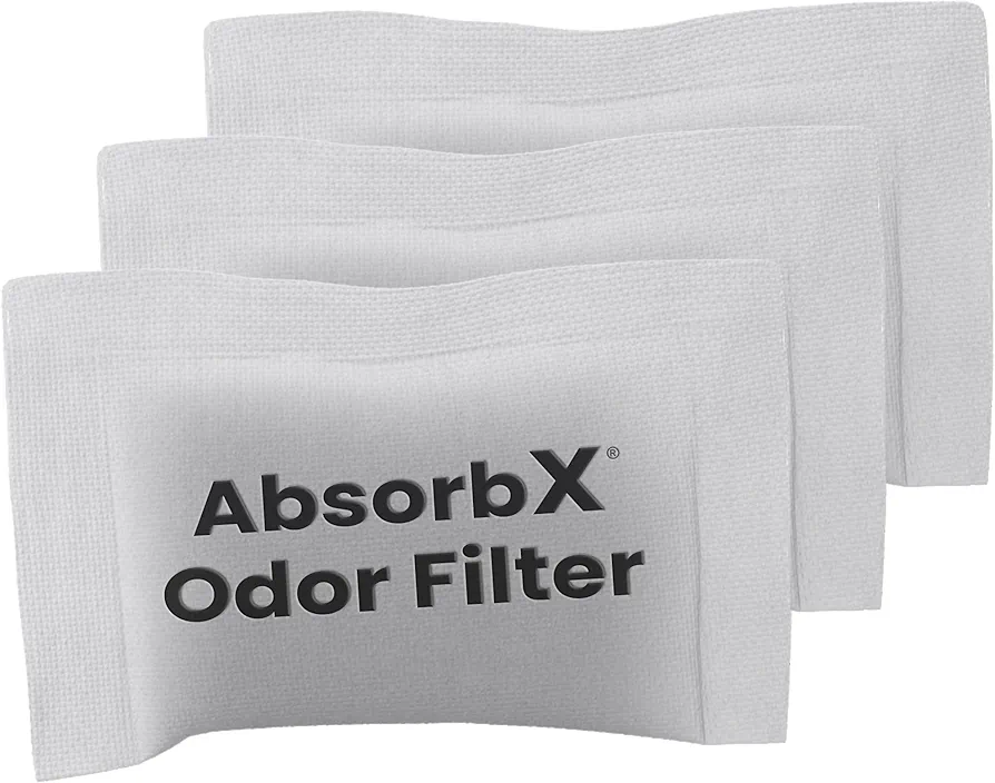 iTouchless AbsorbX Trash Can Deodorizer 3-Pack, All Natural Activated Charcoal Odor Absorber Absorbs Garbage Smells, Compost Bin Filter Air Freshener for 8 Gal and Larger Trashcans with Compartment