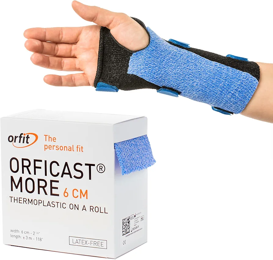 Orficast Easy-Form Splinting Material Heat-Activated Thermoplastic Tape for Trigger Finger, Thumb, Arthritis Pain Relief, Hand Support 2” x 9’, Blue, One Roll