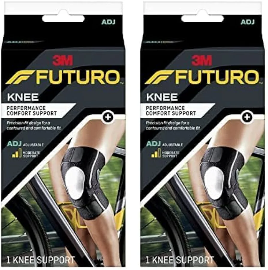 Futuro Performance Compression Knee Support, Ideal for Everyday Activities, One Size - Black (Pack of 2)