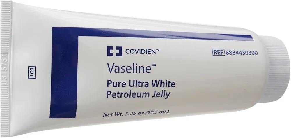 Covidien Vaseline 3.25 Oz Tube - 100% White Petrolatum Skin Moisturizer for Dry Skin, Soothing Whole Body Jelly