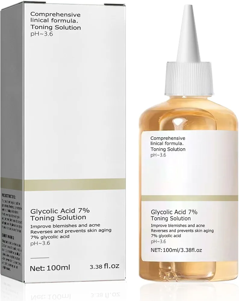 Glycolic Acid 7% Toner, 100ML Glycolic Sour 7% Toning Resurfacing Solution for Blemishes and Acne, Facial Exfoliation Astringe Pores